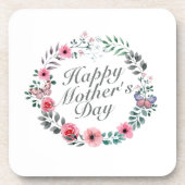 Elegant Happy Moederdag Floral Wreate Onderzetter (Voorkant)