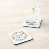 Elegant Happy Moederdag Floral Wreate Onderzetter (Rechterzijde)