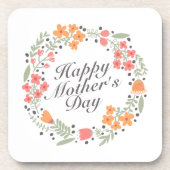 Elegant Happy Moederdag Floral Wreate Onderzetter (Voorkant)