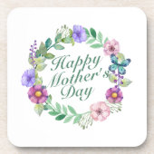 Elegant Happy Moederdag Floral Wreate Onderzetter (Voorkant)