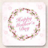 Elegant Happy Moederdag Floral Wreate Onderzetter (Voorkant)
