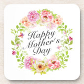 Elegant Happy Moederdag Floral Wreate Onderzetter (Voorkant)