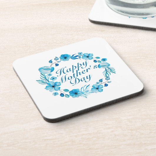 Elegant Happy Moederdag Floral Wreate Onderzetter (Linkerzijde)