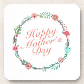 Elegant Happy Moederdag Floral Wreate Onderzetter (Voorkant)