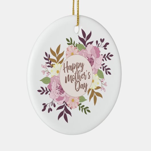 Elegant Happy Moederdag Floral Wreate Ornament (Rechts)