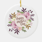 Elegant Happy Moederdag Floral Wreate Ornament (Achterkant)