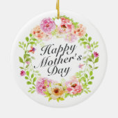 Elegant Happy Moederdag Floral Wreate Ornament (Achterkant)