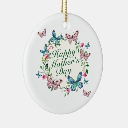 Elegant Happy Moederdag Floral Wreate Ornament (Rechts)