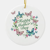 Elegant Happy Moederdag Floral Wreate Ornament (Voorkant)