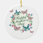 Elegant Happy Moederdag Floral Wreate Ornament (Achterkant)