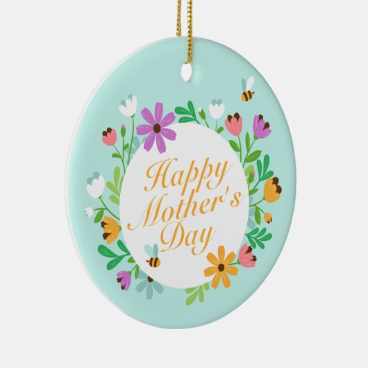 Elegant Happy Moederdag Floral Wreate Ornament (Rechts)