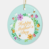 Elegant Happy Moederdag Floral Wreate Ornament (Links)