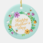 Elegant Happy Moederdag Floral Wreate Ornament (Achterkant)