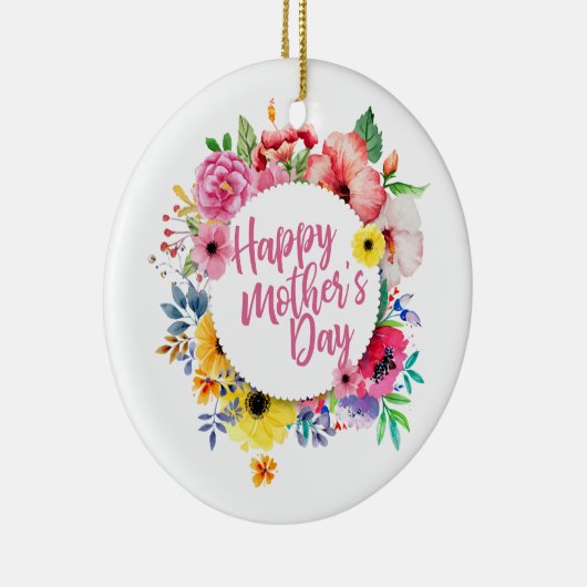 Elegant Happy Moederdag Floral Wreate Ornament (Rechts)