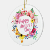 Elegant Happy Moederdag Floral Wreate Ornament (Links)