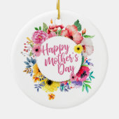 Elegant Happy Moederdag Floral Wreate Ornament (Achterkant)