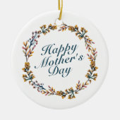 Elegant Happy Moederdag Floral Wreate Ornament (Voorkant)