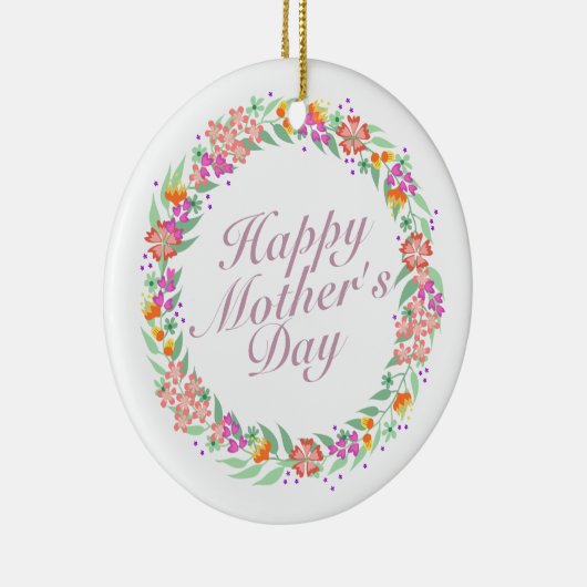 Elegant Happy Moederdag Floral Wreate Ornament (Rechts)