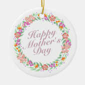 Elegant Happy Moederdag Floral Wreate Ornament (Voorkant)