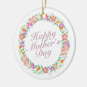 Elegant Happy Moederdag Floral Wreate Ornament (Links)