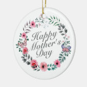 Elegant Happy Moederdag Floral Wreate Ornament (Links)