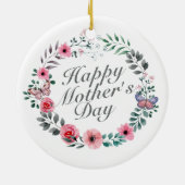 Elegant Happy Moederdag Floral Wreate Ornament (Achterkant)