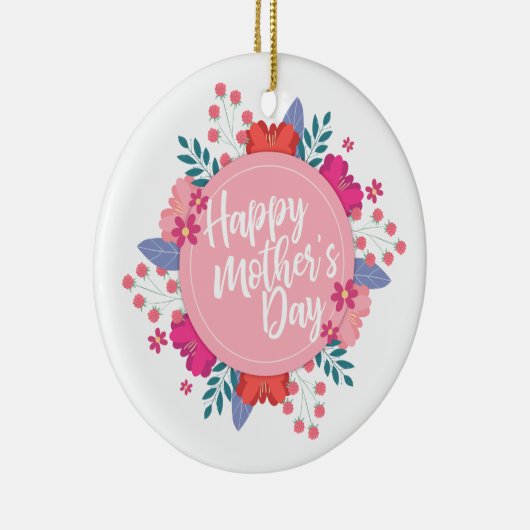 Elegant Happy Moederdag Floral Wreate Ornament (Rechts)