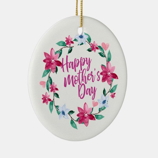 Elegant Happy Moederdag Floral Wreate Ornament (Rechts)