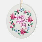 Elegant Happy Moederdag Floral Wreate Ornament (Links)
