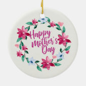 Elegant Happy Moederdag Floral Wreate Ornament (Achterkant)