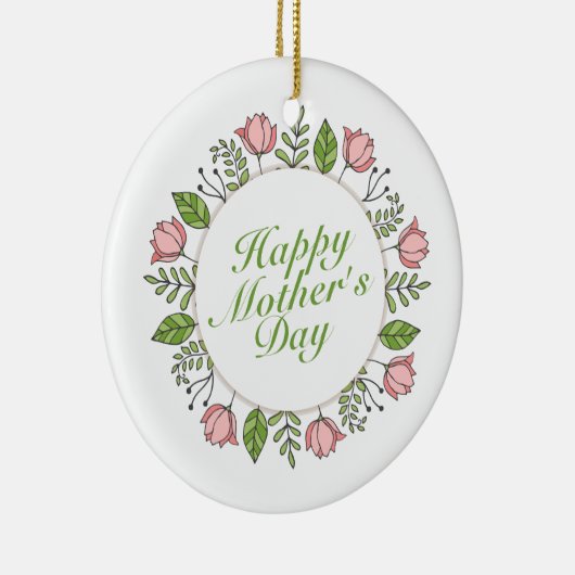 Elegant Happy Moederdag Floral Wreate Ornament (Rechts)