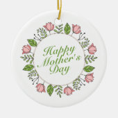 Elegant Happy Moederdag Floral Wreate Ornament (Voorkant)