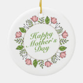 Elegant Happy Moederdag Floral Wreate Ornament (Achterkant)