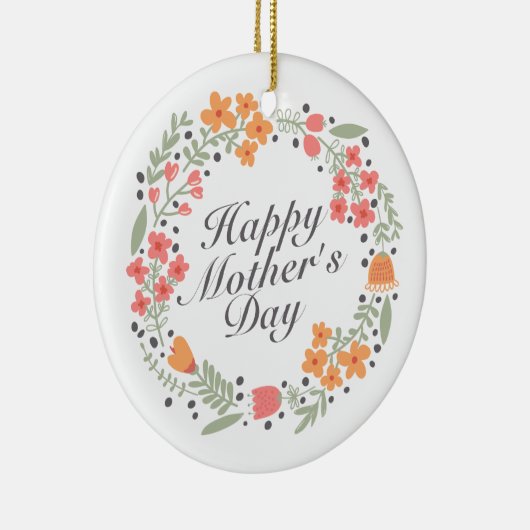 Elegant Happy Moederdag Floral Wreate Ornament (Rechts)