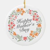 Elegant Happy Moederdag Floral Wreate Ornament (Achterkant)