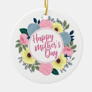 Elegant Happy Moederdag Floral Wreate Ornament