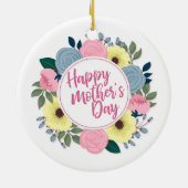Elegant Happy Moederdag Floral Wreate Ornament (Achterkant)