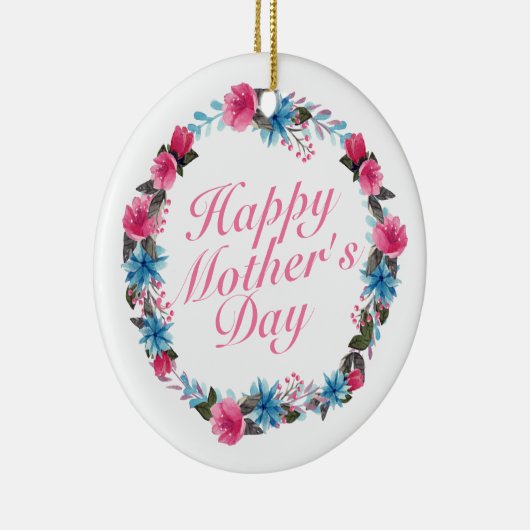 Elegant Happy Moederdag Floral Wreate Ornament (Rechts)