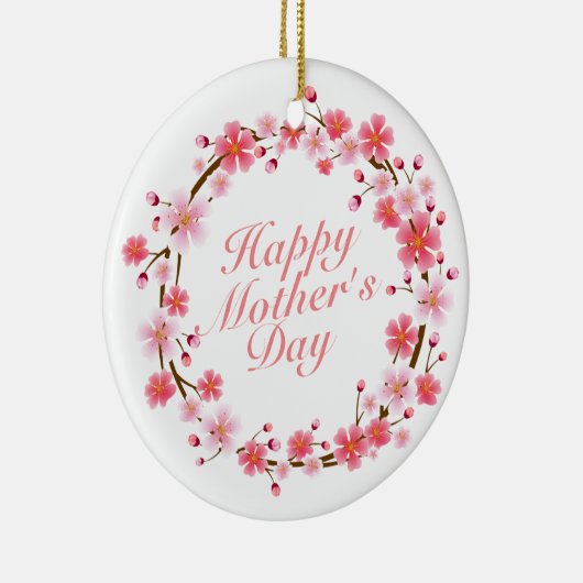 Elegant Happy Moederdag Floral Wreate Ornament (Rechts)