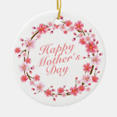 Elegant Happy Moederdag Floral Wreate Ornament (Voorkant)