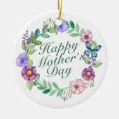 Elegant Happy Moederdag Floral Wreate Ornament (Voorkant)