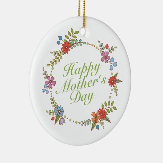 Elegant Happy Moederdag Floral Wreate Ornament (Rechts)