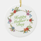 Elegant Happy Moederdag Floral Wreate Ornament (Voorkant)