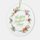 Elegant Happy Moederdag Floral Wreate Ornament (Links)