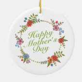 Elegant Happy Moederdag Floral Wreate Ornament (Achterkant)