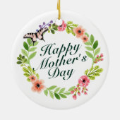 Elegant Happy Moederdag Floral Wreate Ornament (Achterkant)