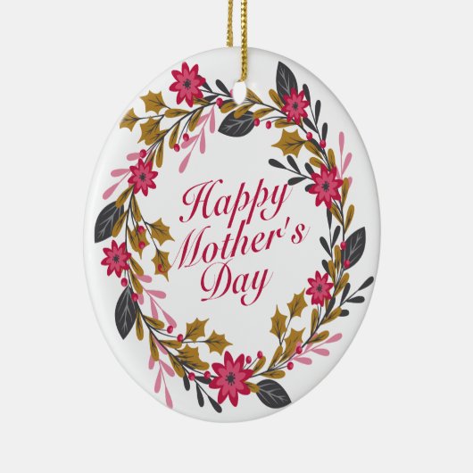 Elegant Happy Moederdag Floral Wreate Ornament (Rechts)