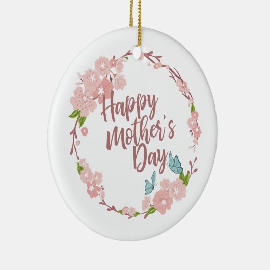 Elegant Happy Moederdag Floral Wreate Ornament (Rechts)