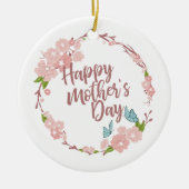 Elegant Happy Moederdag Floral Wreate Ornament (Voorkant)