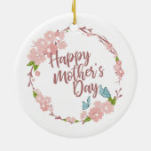 Elegant Happy Moederdag Floral Wreate Ornament (Achterkant)